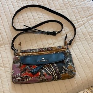 Spartina 449 Paisley Crossbody Bag with Gold Accents